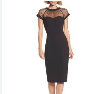 Maggy London Illusion Yoke Crepe Cocktail Dress